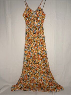 l*space Orange Floral Maxi Dress with Blue and Green Accents